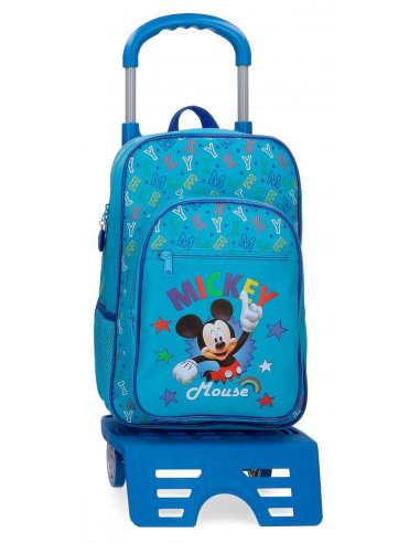 MOCHILA ADAP.38CM.C/CARRO MICKEY STARS